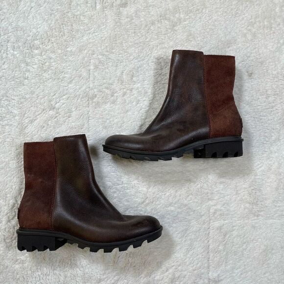Sorel Phoenix Zip Burro Brown Waterproof Leather Ankle Boots - Picture 1 of 5